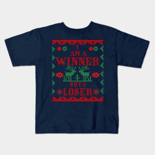 "i am a winner and not a loser" sweater pattern Kids T-Shirt